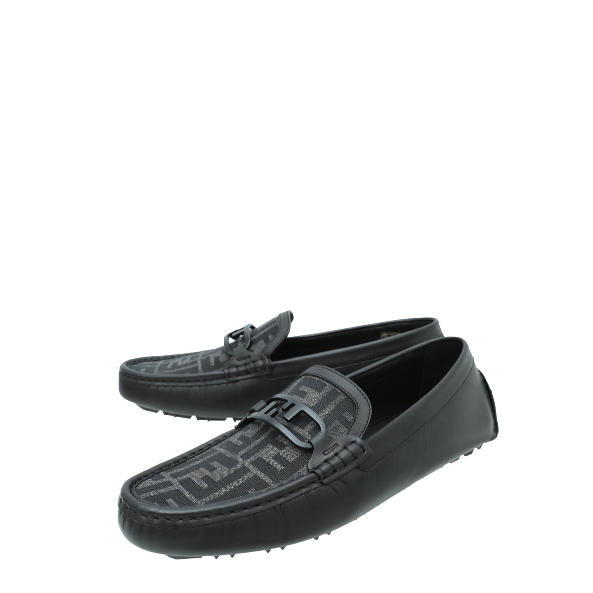 Fendi Black FF O'Lock Driving Loafers 9