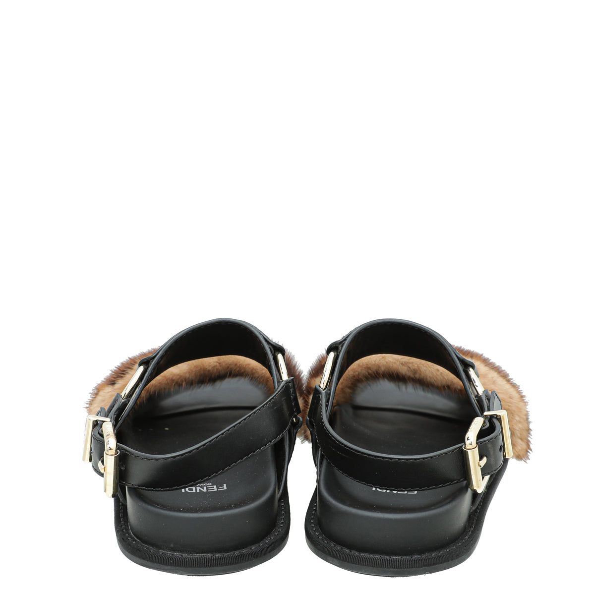 Fendi Bicolor FF Mink Fur Slide Sandal 37.5