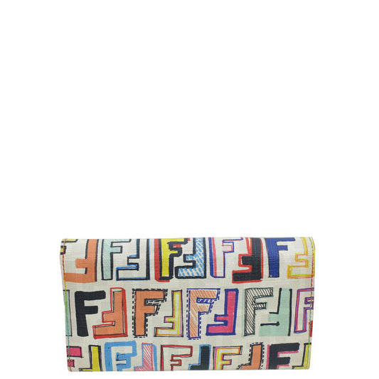 Fendi White Multicolor Zucca Continental Wallet