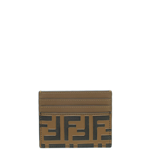 Fendi Brown FF Zucca Flat Card Case