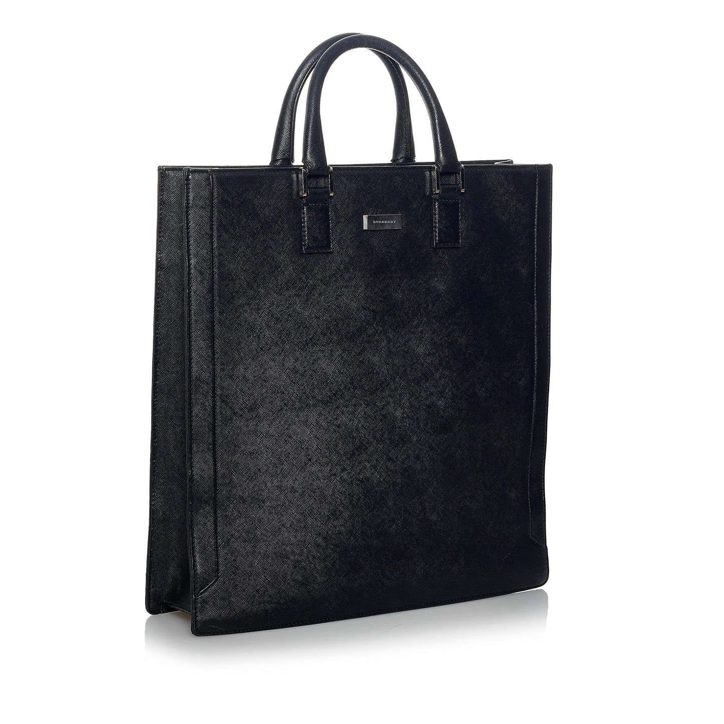 Black Burberry Leather Tote Bag