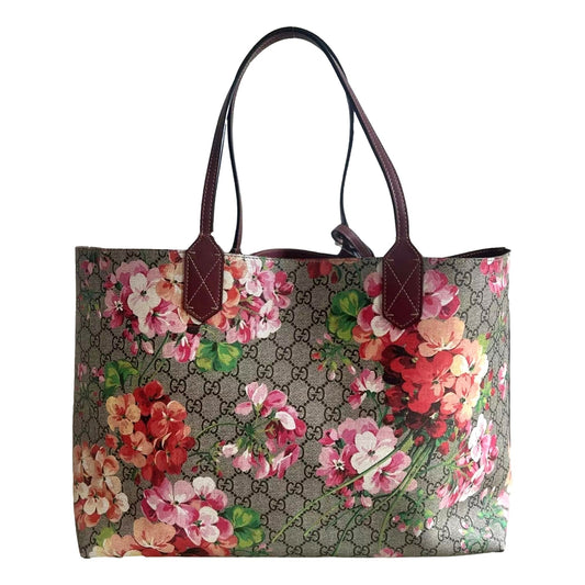 Gucci GG Supreme Blooms Floral Reversible Medium Tote Shoulder Bag