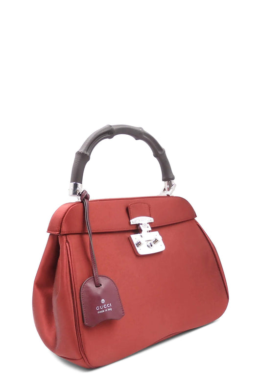 Satin Lady Lock Top Handle Bag