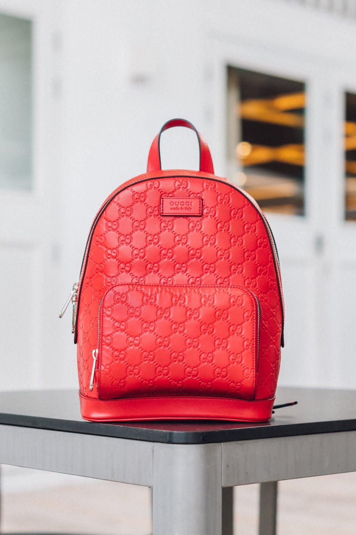 Signature Leather Backpack Red