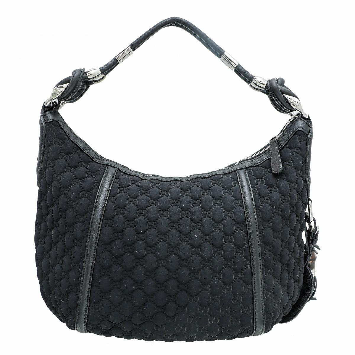 Gucci Black GG Techno Horsebit Hobo Bag