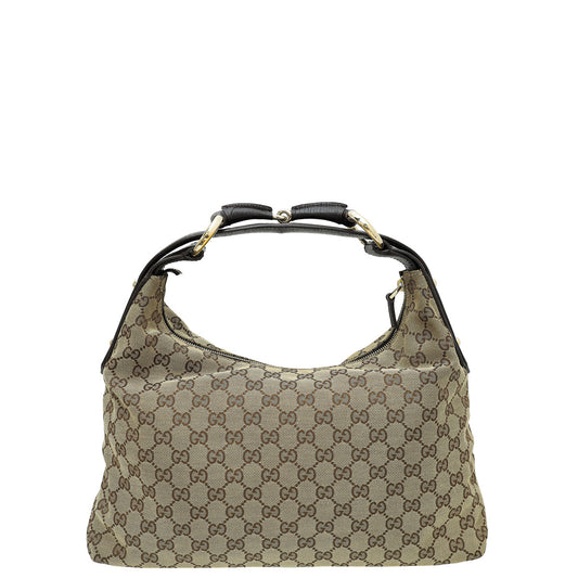 Gucci Ebony GG Horsebit Hobo Bag