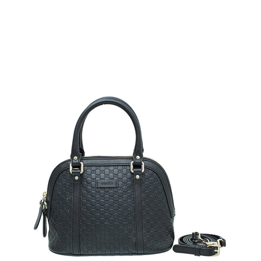 Gucci Black GG Microguccissima Dome Satchel Mini Bag