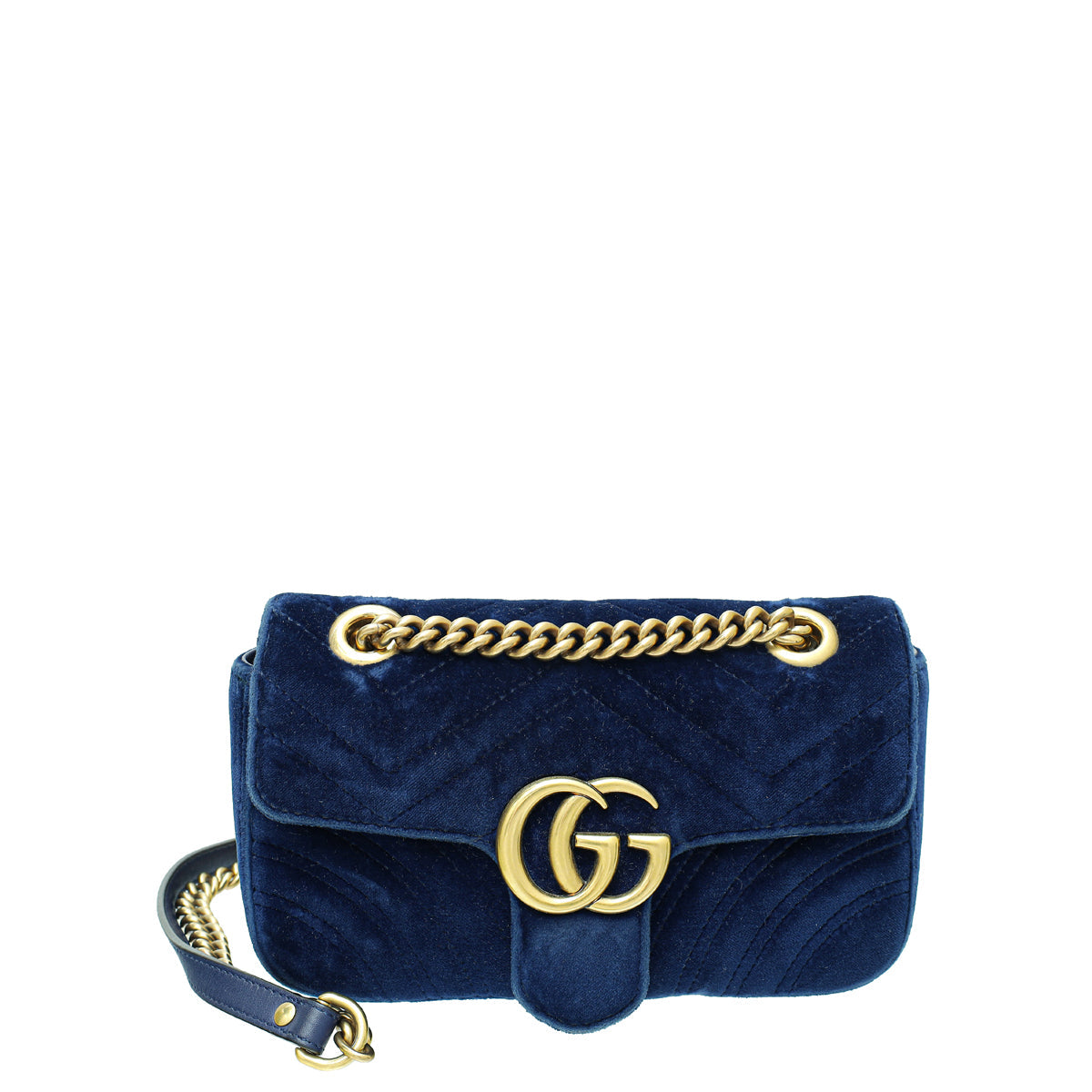 Gucci Blue Velvet GG Marmont Mini Bag