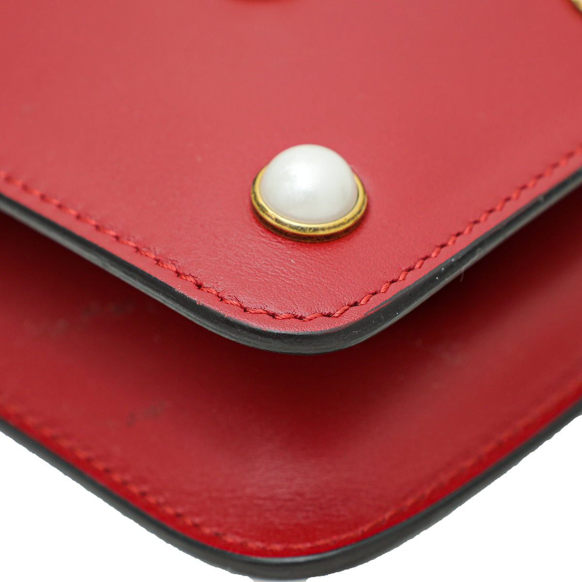 Gucci Red Pearl Studded Mini Queen Margaret Broadway Shoulder Bag