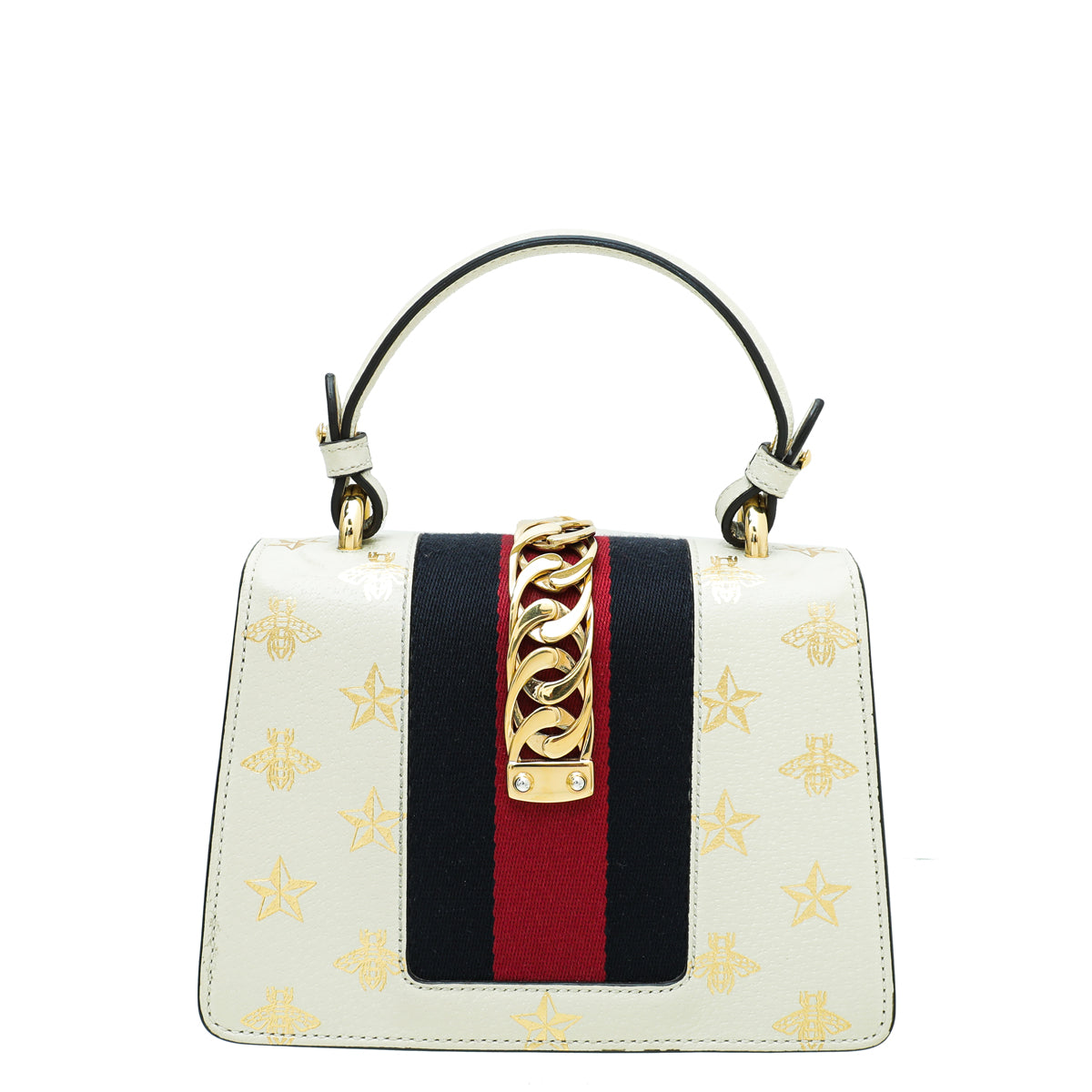 Gucci White Sylvie Bee Star Mini Top Handle Bag