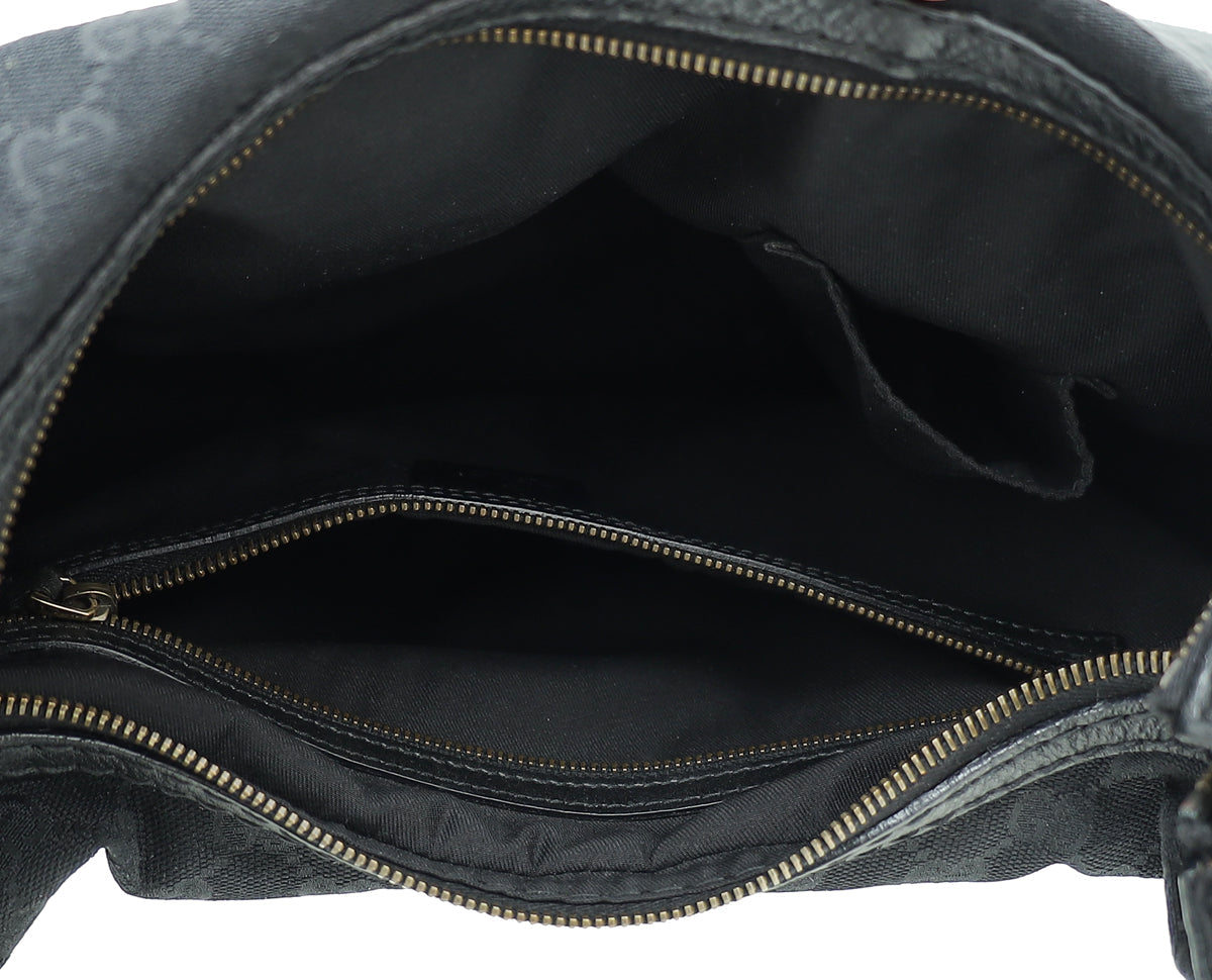 Gucci Black GG Jockey Hobo Bag