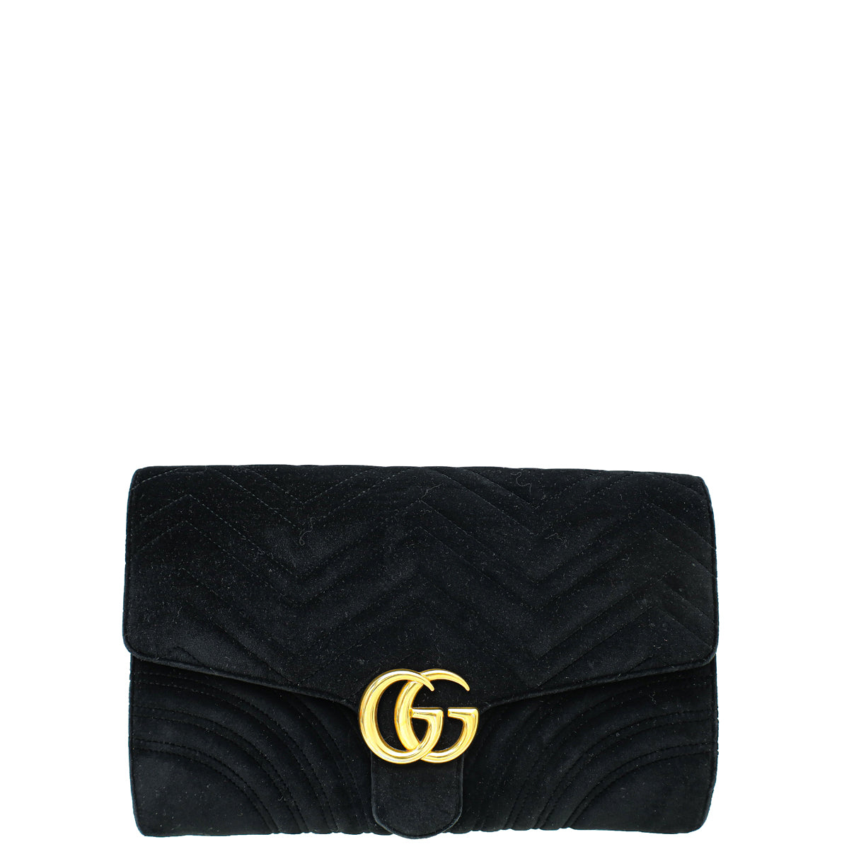 Gucci Black Velvet GG Marmont Clutch