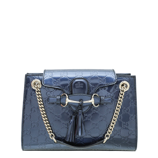 Gucci Navy Blue GG Guccissima Emily Small Bag