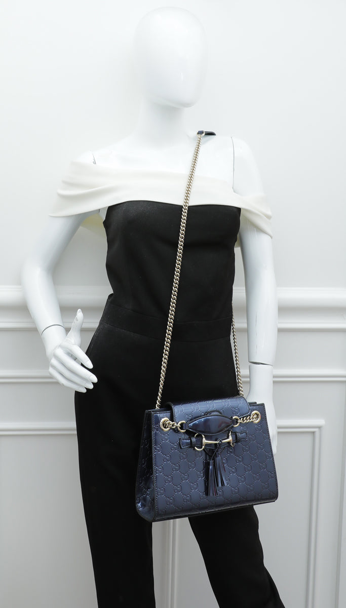 Gucci Navy Blue GG Guccissima Emily Small Bag