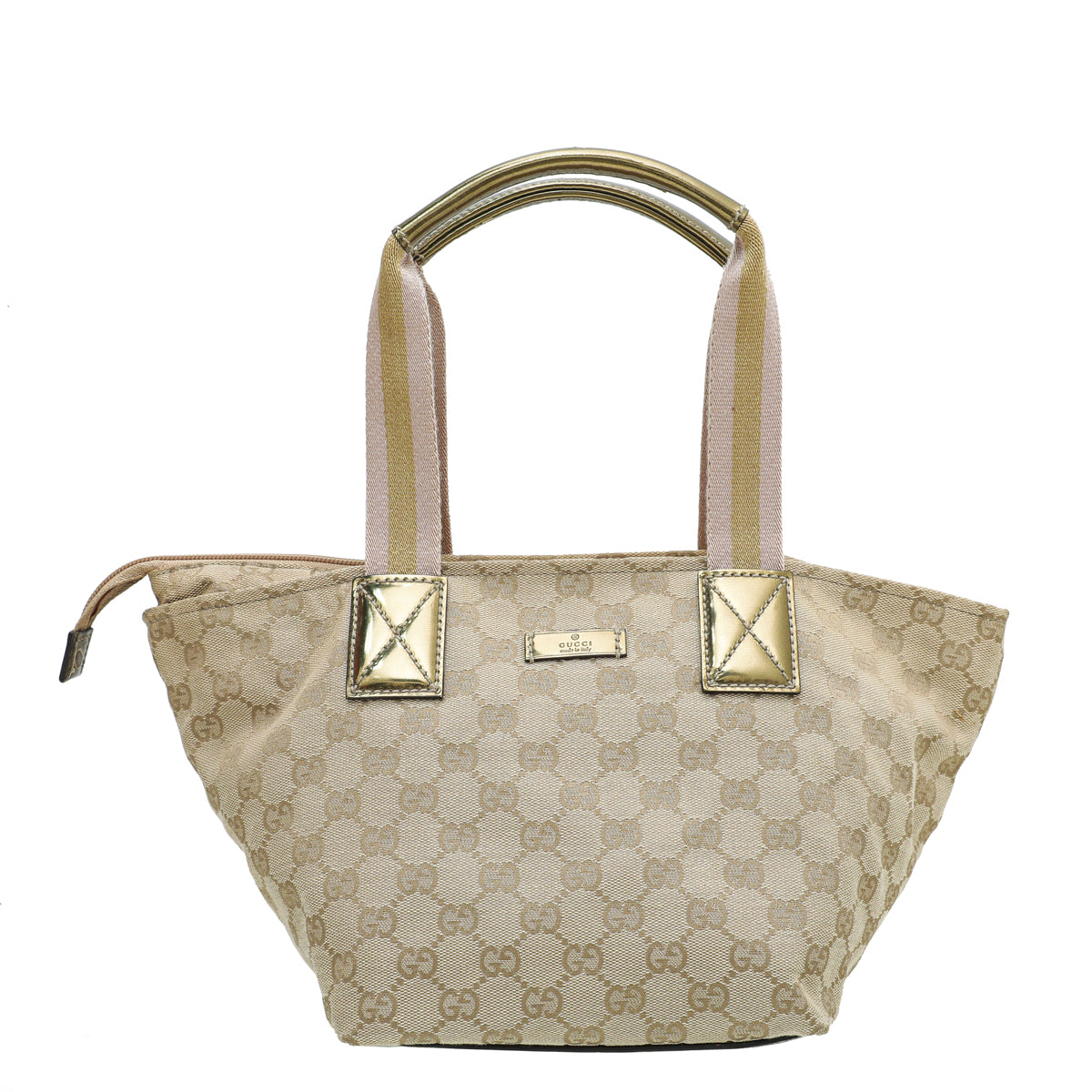 Gucci Bicolor GG Web Handle Bucket Small Tote Bag