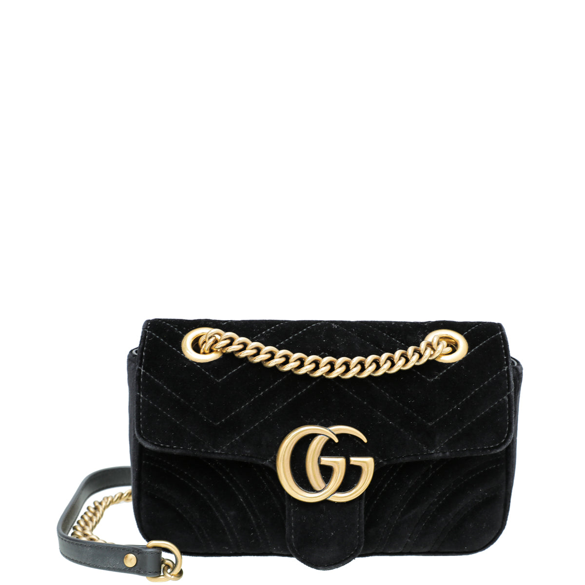 Gucci Black Velvet GG Marmont Mini Bag