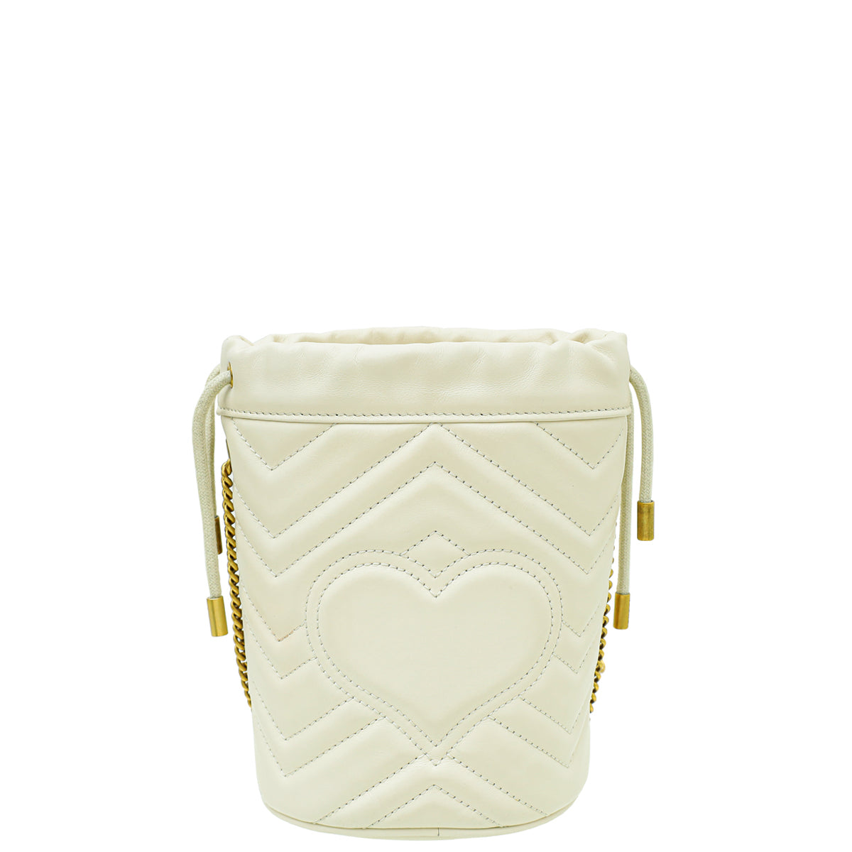 Gucci White GG Marmont Mini Bucket Bag