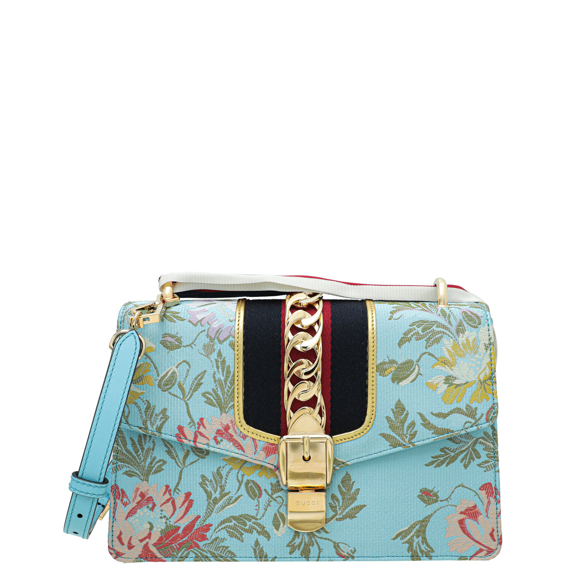 Gucci Light Blue Sylvie Garden Medium Shoulder Bag