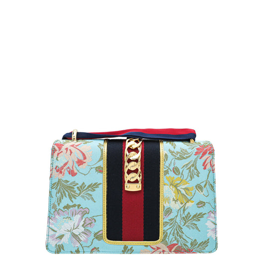 Gucci Light Blue Sylvie Garden Medium Shoulder Bag