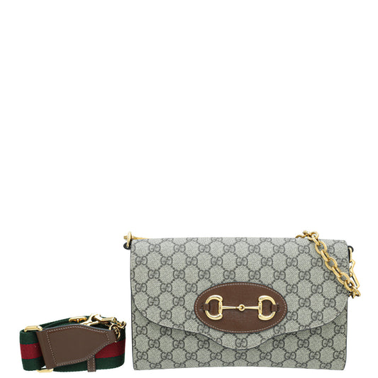 Gucci Bicolor GG Supreme Horsebit 1955 Small Bag