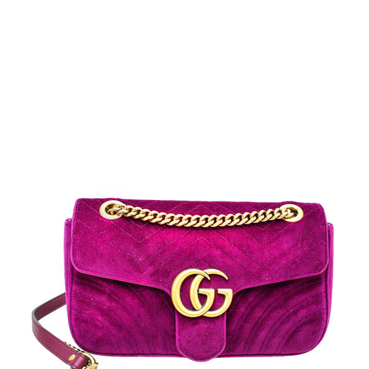 Gucci Violet Velvet GG Marmont Small Bag