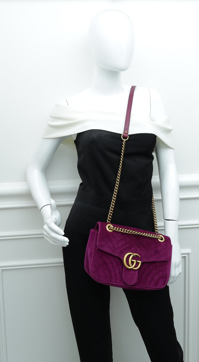 Gucci Violet Velvet GG Marmont Small Bag