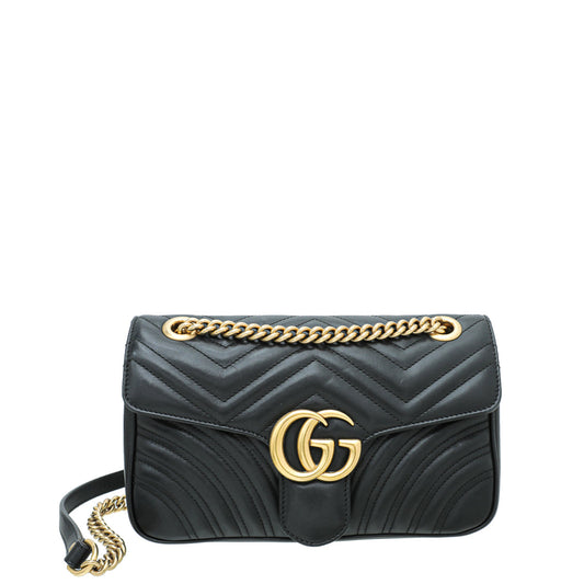 Gucci Black GG Marmont Small Flap Bag