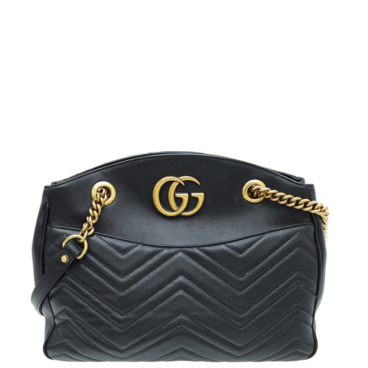 Gucci Black GG Marmont Open Tote Medium Bag