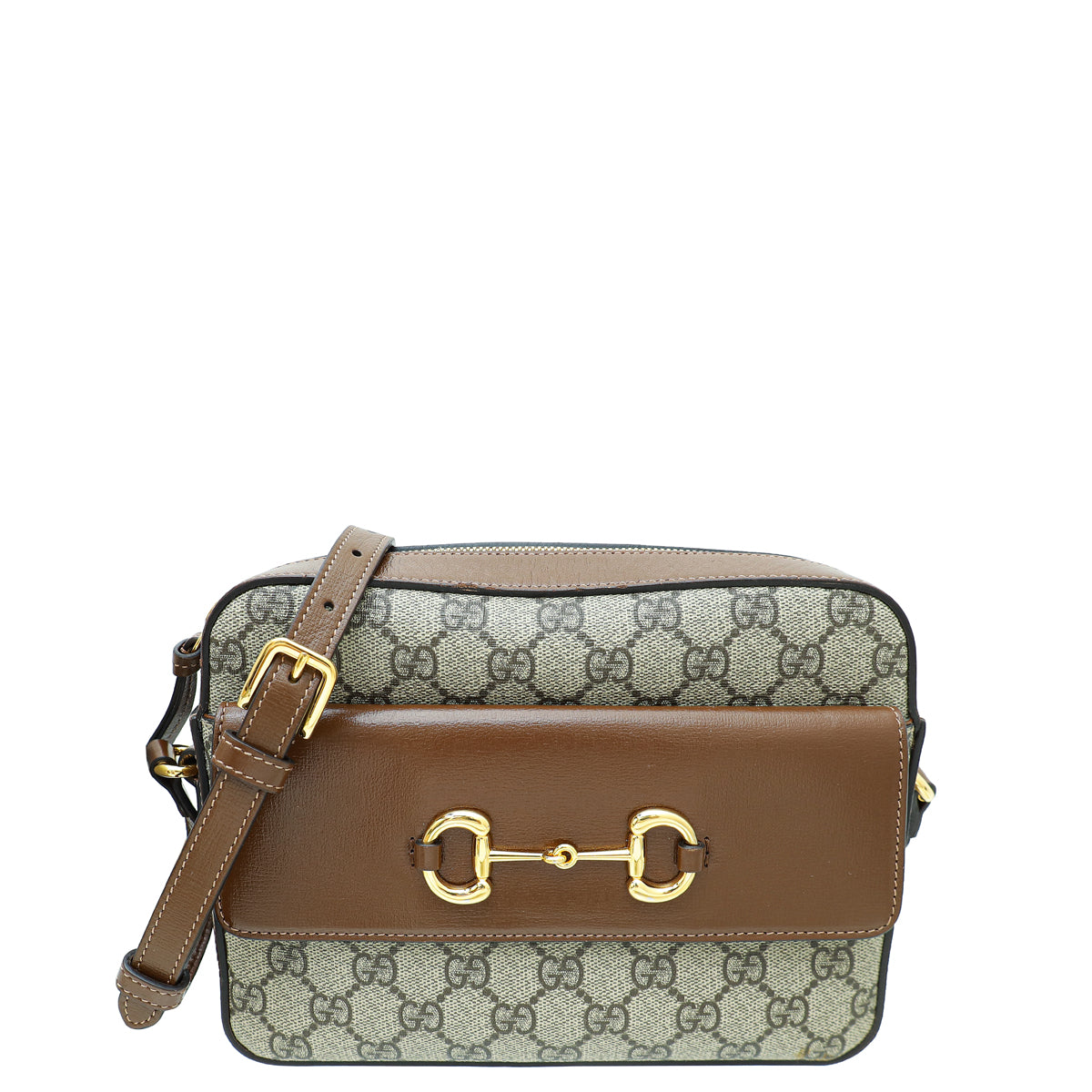 Gucci Bicolor GG Supreme Horsebit 1955 Small Shoulder Bag