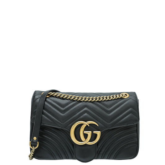 Gucci Black GG Marmont Medium Bag