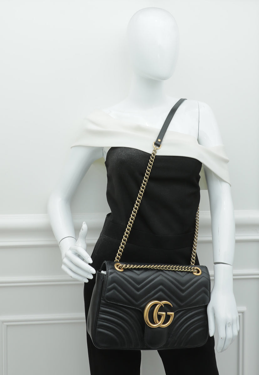 Gucci Black GG Marmont Medium Bag