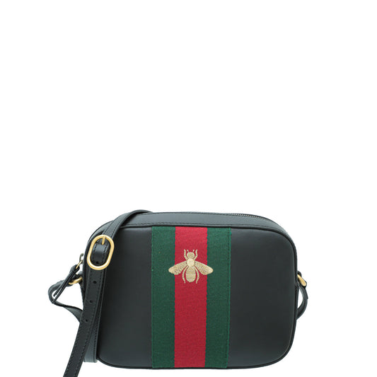 Gucci Black Webby Bee Small Camera Bag