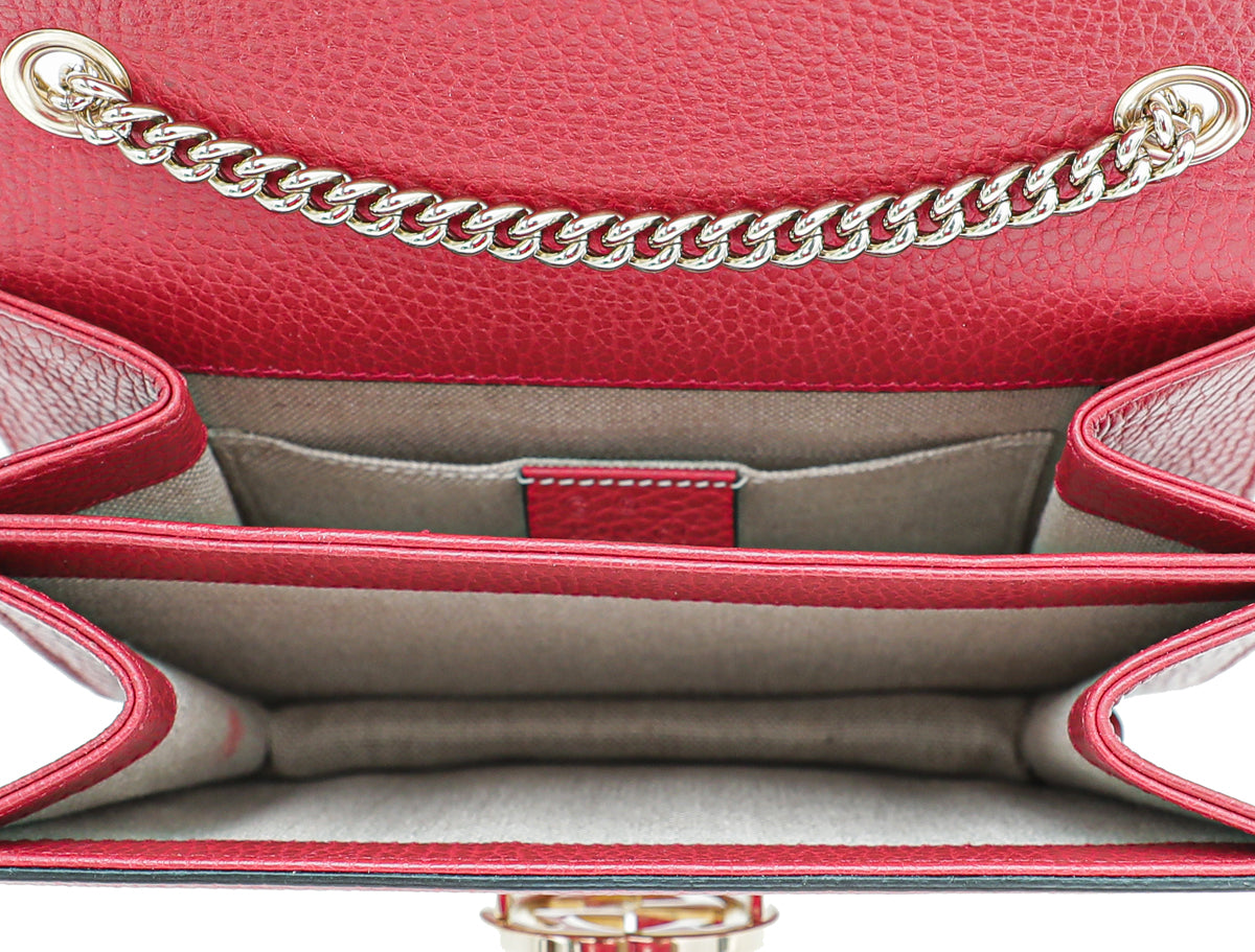 Gucci Red Dollar Interlocking G Small Chain Bag