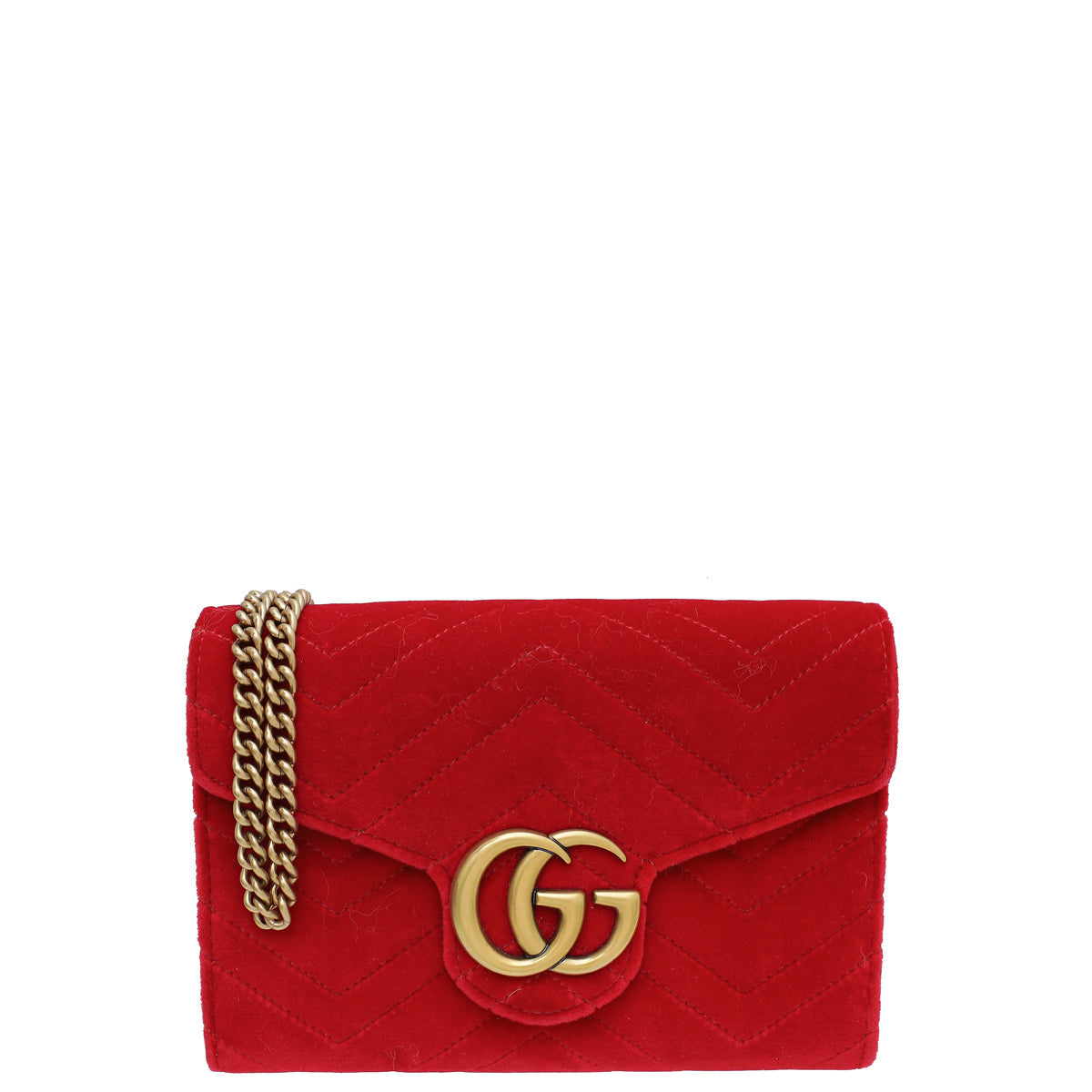 Gucci Red Velvet GG Marmont Mini Shoulder Bag