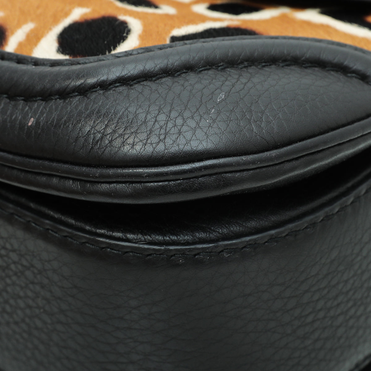 Gucci Bicolor Calf Hair Leopard Print New Bamboo Top Handle Medium Bag