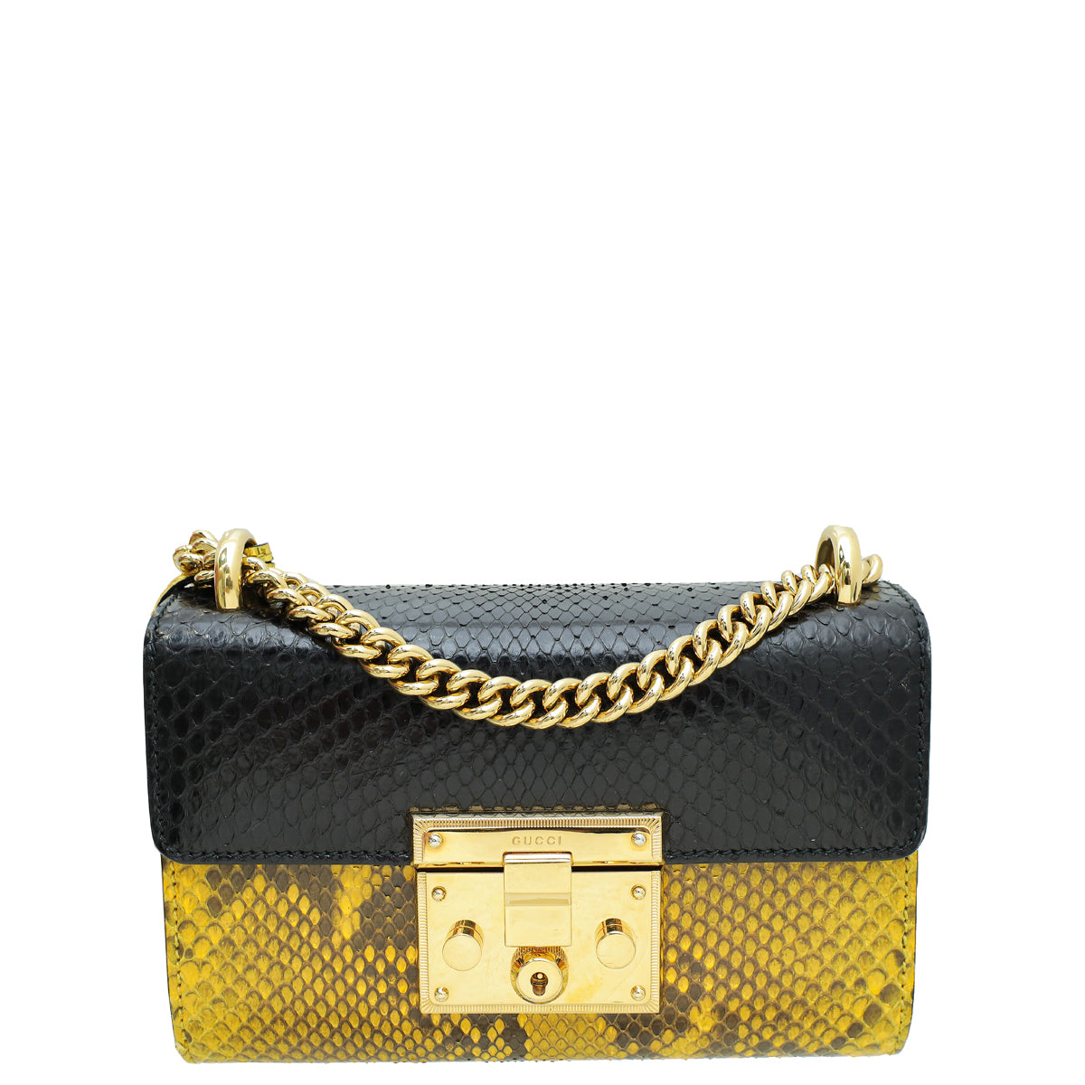 Gucci Tricolor Python Padlock Chain Small Bag