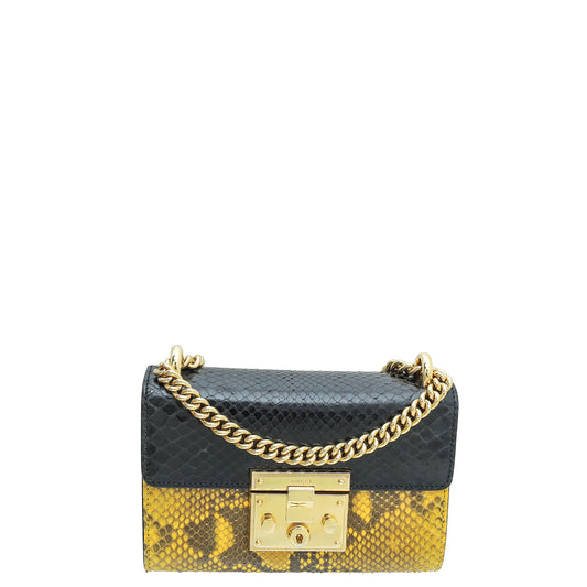 Gucci Tricolor Python Padlock Chain Small Bag