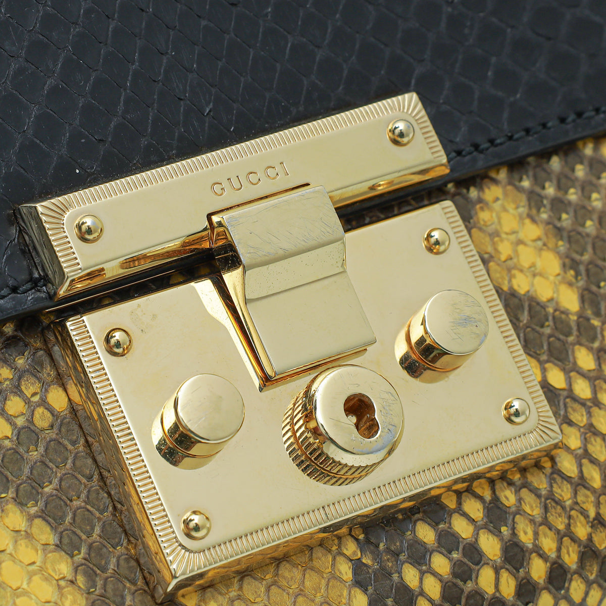 Gucci Tricolor Python Padlock Chain Small Bag