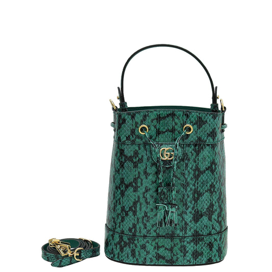 Gucci Green Python Ophidia Bucket Bag