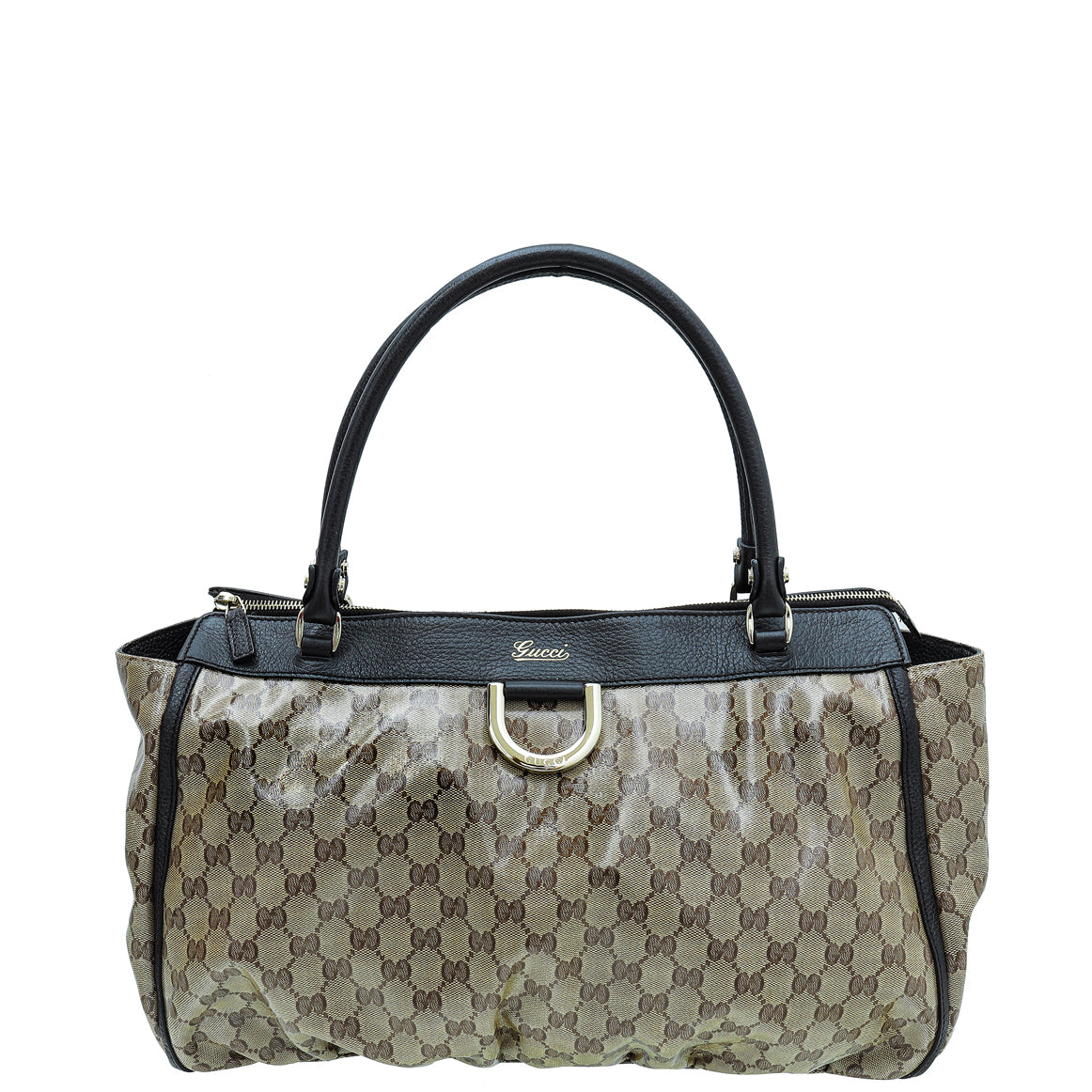 Gucci Bicolor GG Crystal Monogram D Gold Ring Large Tote Bag