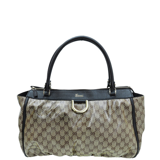 Gucci Bicolor GG Crystal Monogram D Gold Ring Large Tote Bag