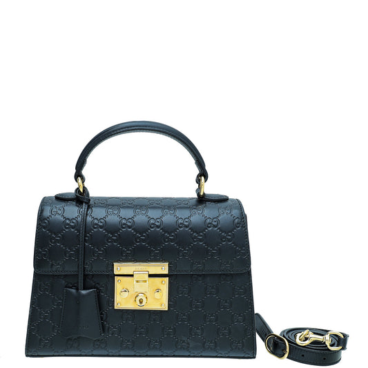 Gucci Black GG Guccissima Top Handle Small Bag