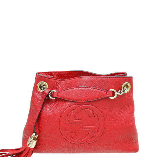 Gucci Red Soho Tassel Chain Small Shoulder Bag