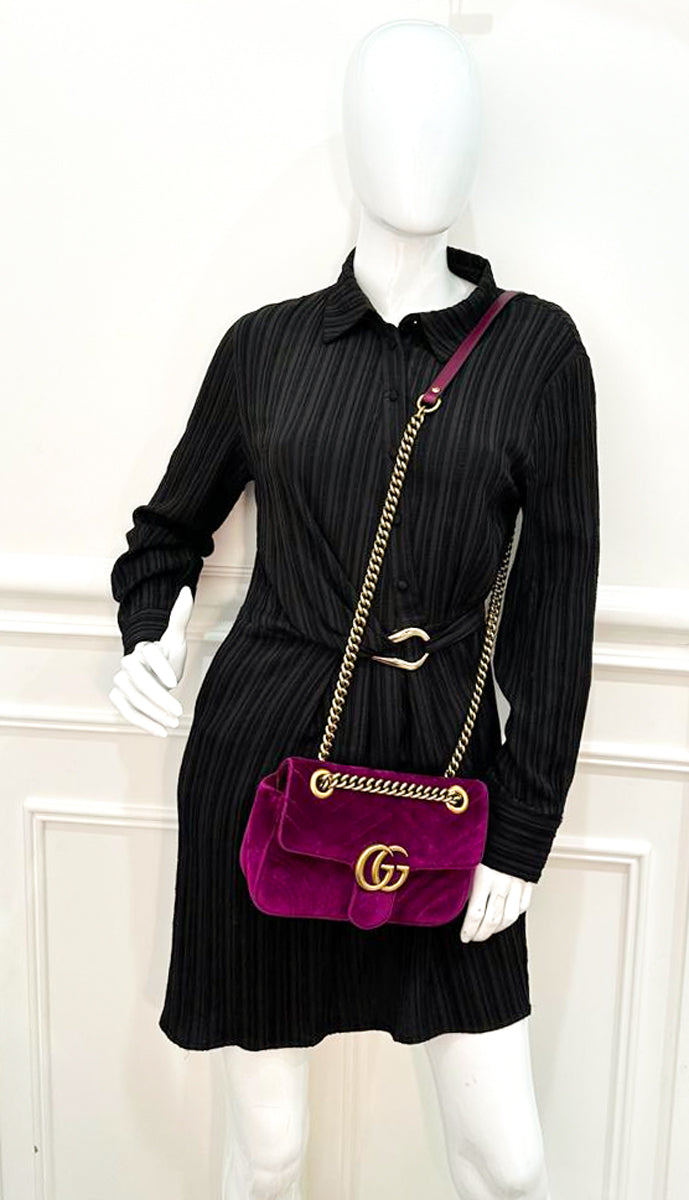 Gucci Violet GG Velvet Marmont Mini Shoulder Bag