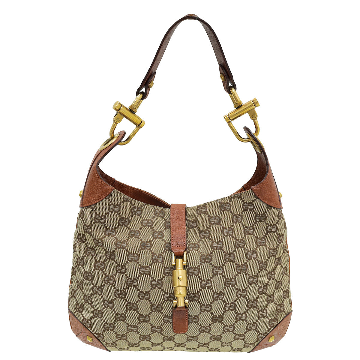 Gucci Bicolor GG Piston Lock Jackie O Hobo Bag