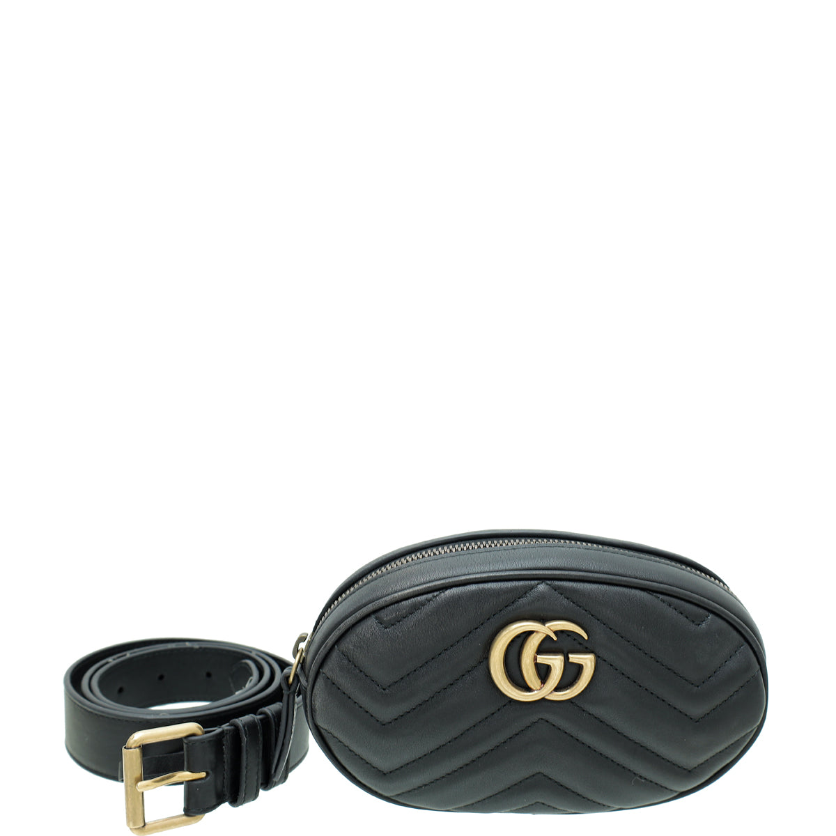 Gucci Black GG Marmont Mini Belt Bag