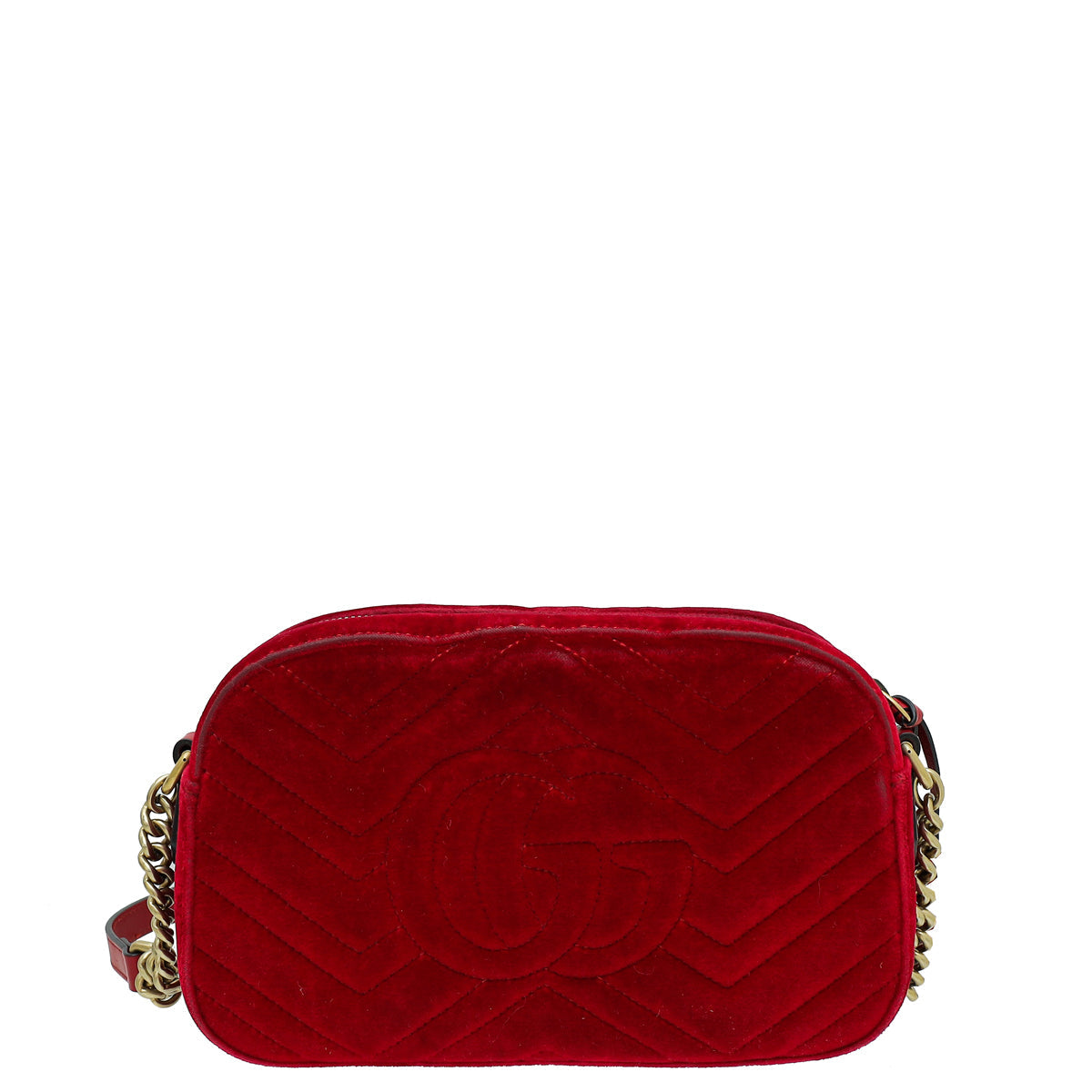 Gucci Red Velvet GG Marmont Small Camera Shoulder Bag