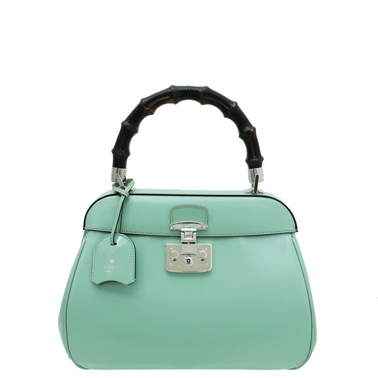 Gucci Mint Lady Lock Bamboo Top Handle Bag