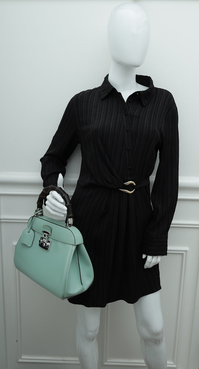 Gucci Mint Lady Lock Bamboo Top Handle Bag