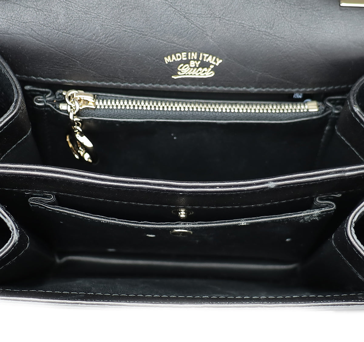 Gucci Black Lizard 1973 Top Handle Flap Bag